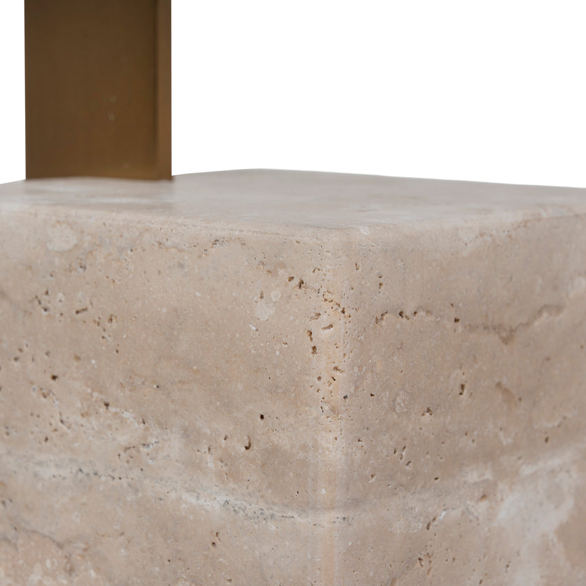 CST8802-NY 40 cm Brushed Gold Side Table - Natural