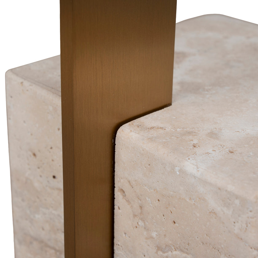 CST8802-NY 40 cm Brushed Gold Side Table - Natural
