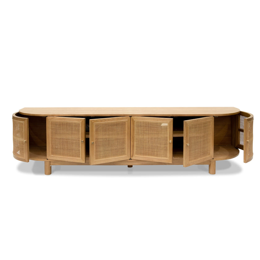 Ex Display - CTV8192-NI 2.2m Rattan Doors TV Entertainment unit - Natural