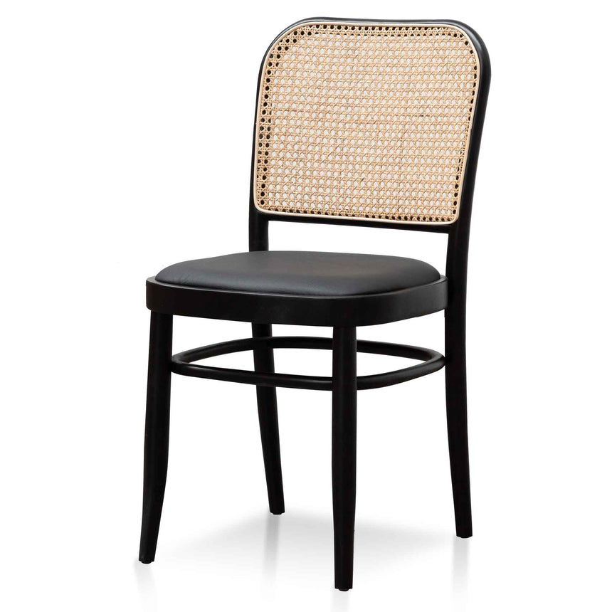 Ex Display - CDC6382-SD Black Cushion Dining Chair - Natural Rattan