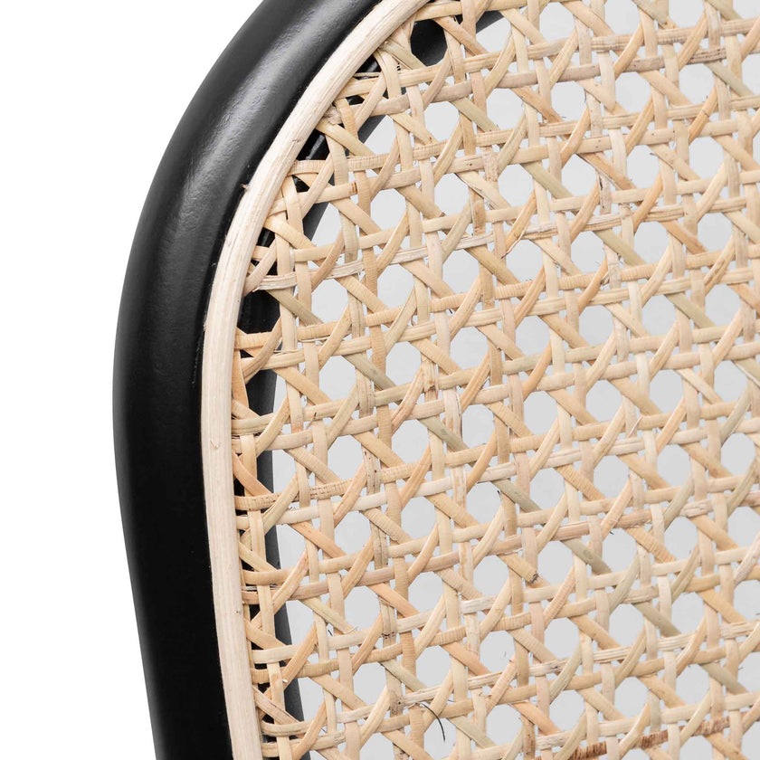 Ex Display - CDC6382-SD Black Cushion Dining Chair - Natural Rattan