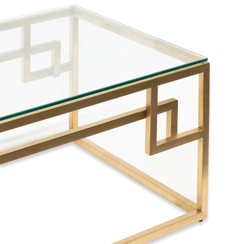 Ex Display - CCF2421-BS 1.2m Coffee Table - Glass Top - Brushed Gold Base