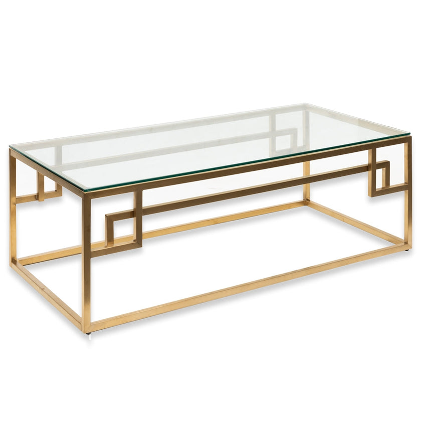 Ex Display - CCF2421-BS 1.2m Coffee Table - Glass Top - Brushed Gold Base