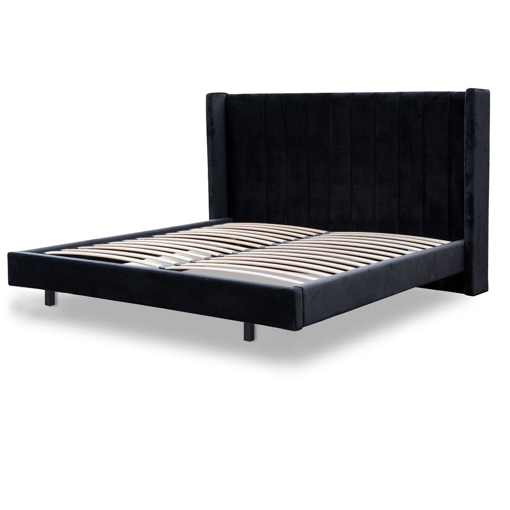 CBD8100MI King Bed Frame Black Velvet Calibre Furniture