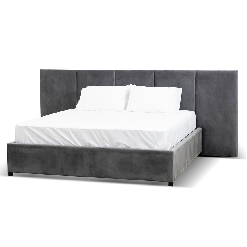 CBD6586-MI Queen Bed Frame - Charcoal Velvet with Storage