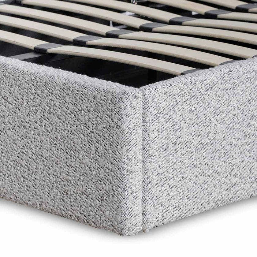 CBD6898-YO Single Sized Bed Frame - Cloudy Pepper Boucle with Storage
