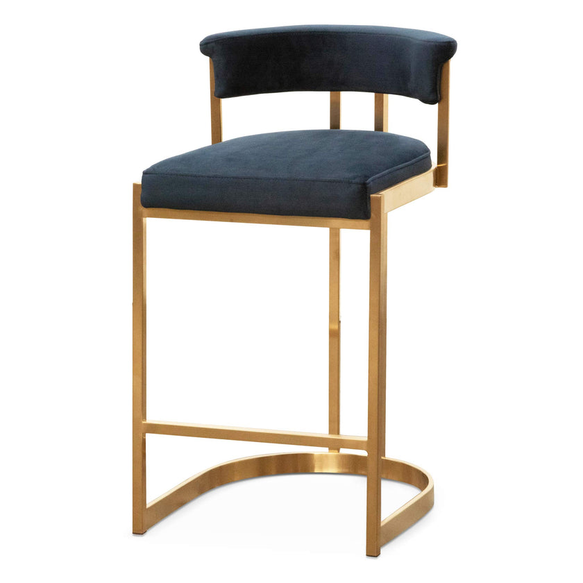 Ex Display - CBS6273-BS Indigo Velvet Bar Stool - Golden Base