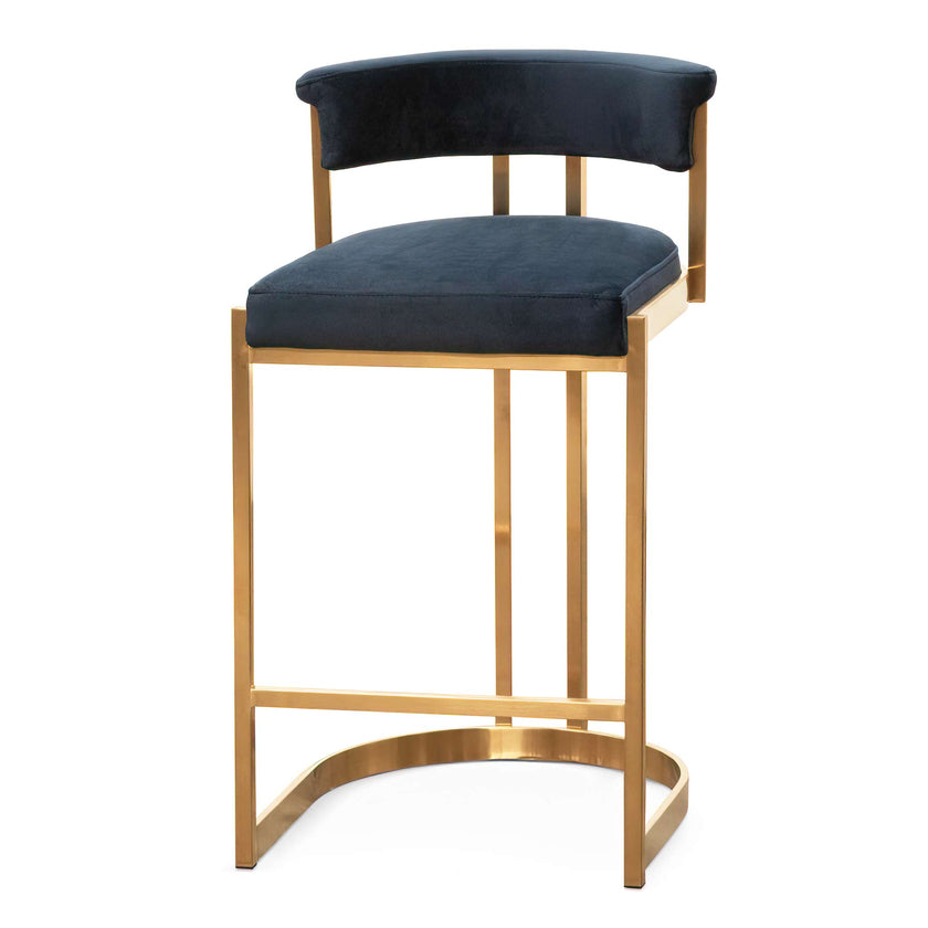 Ex Display - CBS6273-BS Indigo Velvet Bar Stool - Golden Base