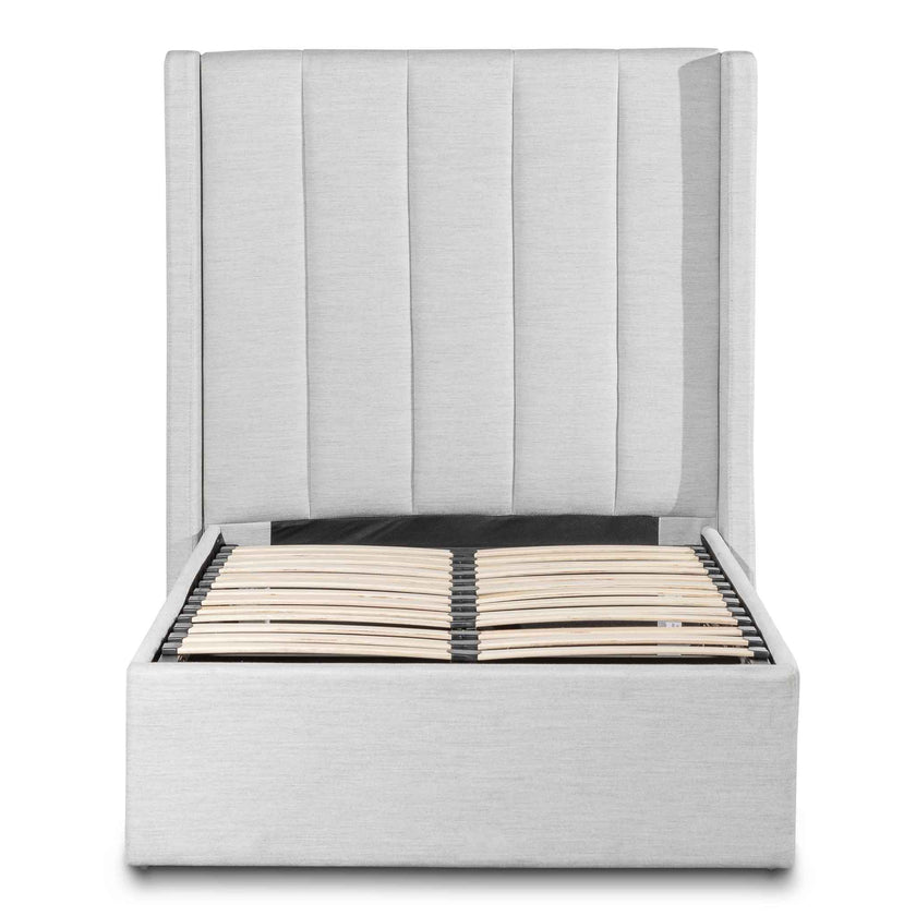 CBD6359-YO Fabric Single Bed Frame - Pearl Grey with Storage