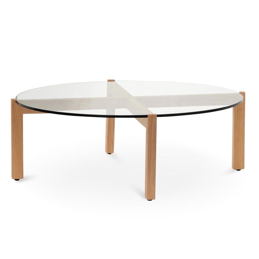 CCF8037-DW 1.4m Oval Glass Coffee Table - Natural