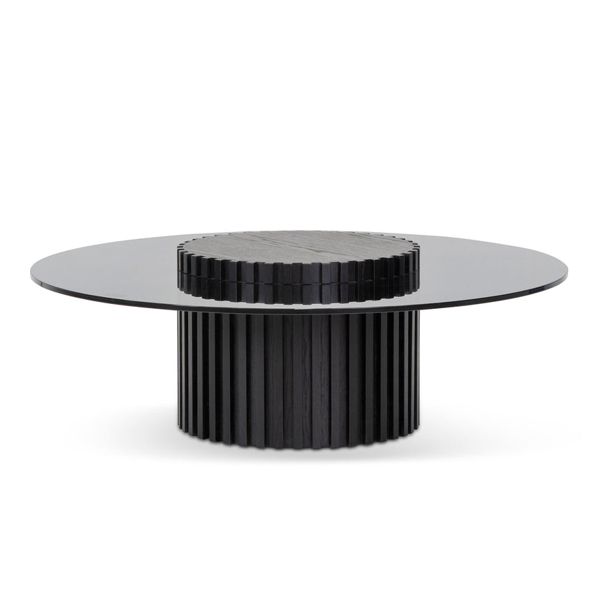 CCF6987-CN 1.1m Round Glass Cofee Table - Black