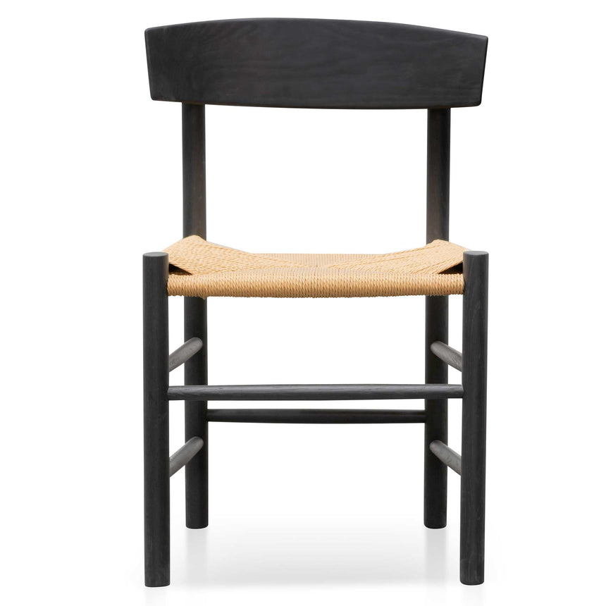 CDC6621-OW Rattan Black Dining Chair - Natural Seat (Set of 2)