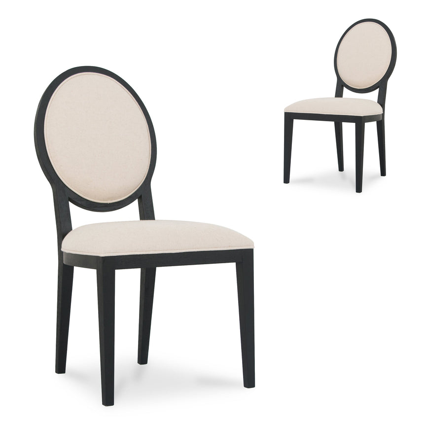 CDC8012-LJ Light Beige Fabric Dining Chair - Black Frame (Set of 2)