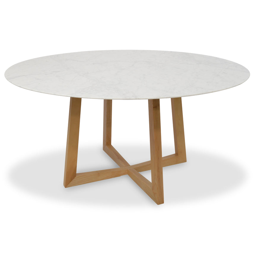 CCF8666-NI Travertine Marble 100cm Round Coffee Table - White Wash