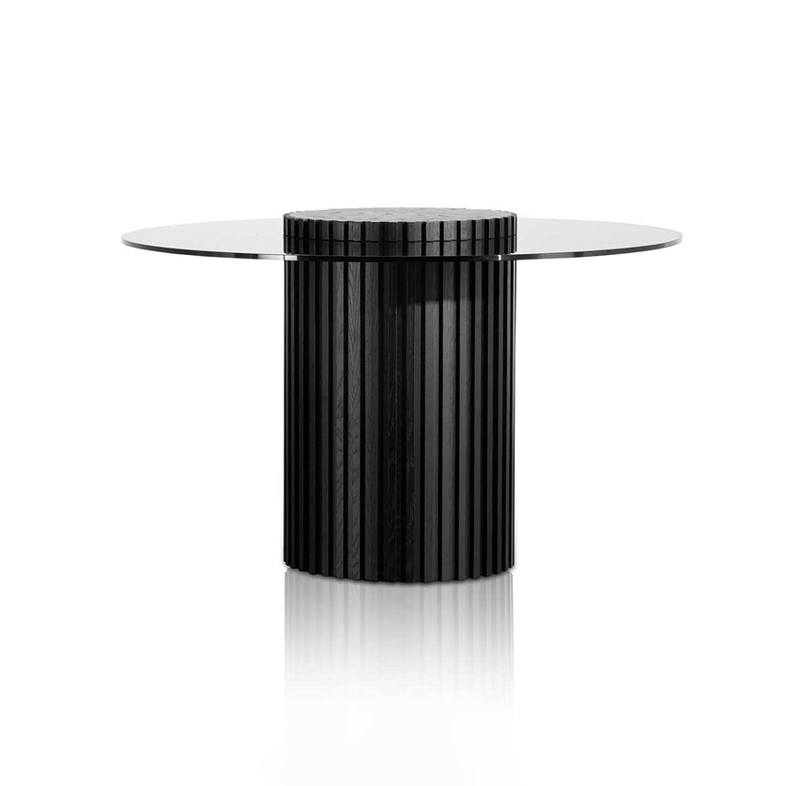 CDT6922-BB 1.5m Round Glass Dining Table - Walnut