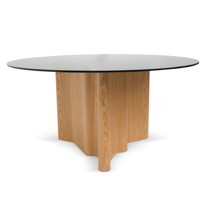 CDT6425-CN 1.2m Grey Glass Round Dining Table - Black