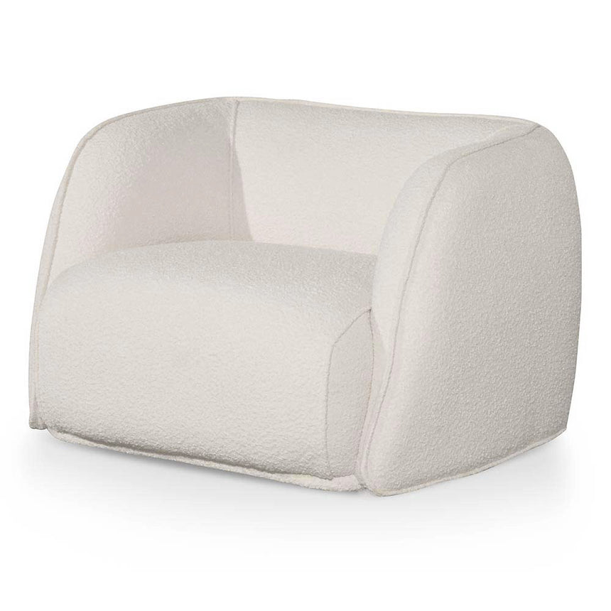 CLC2787-DW Lounge Chair - White synthetic wool Fabric with Brass Gold Base