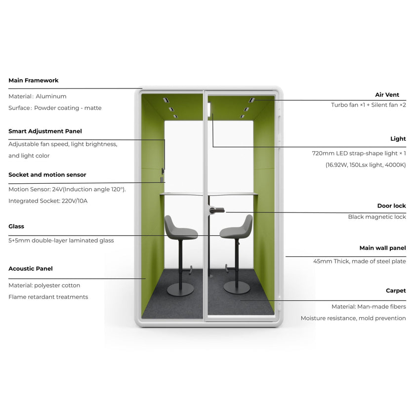 Evolve Medium Office Pod - White By Humble Office Silent Booth Hbox-Coore