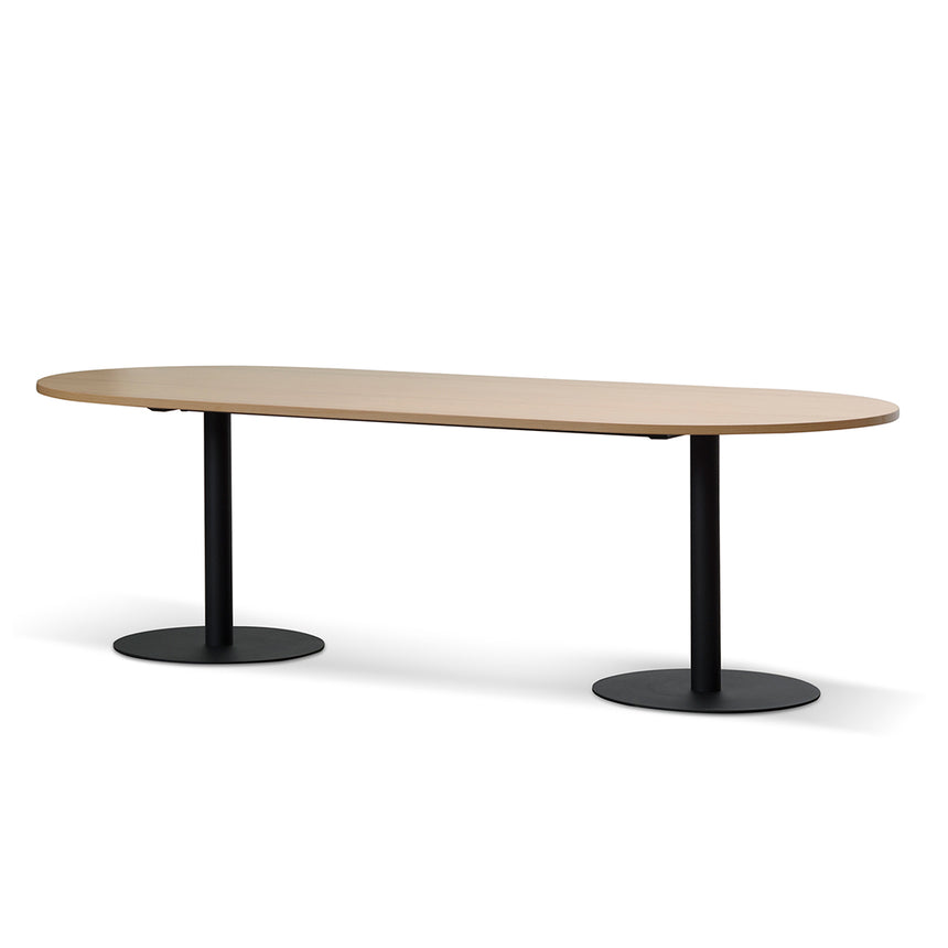 COT8124-SN 3.6m Natural Boardroom Meeting Table - Full Black Legs