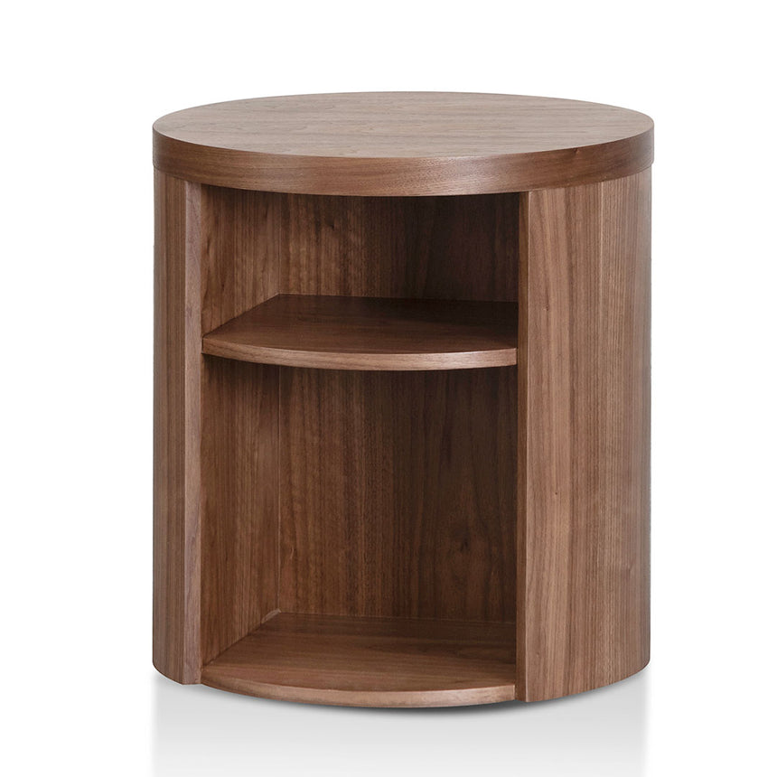 CST8083-BB Round Wooden Bedside Table - Walnut