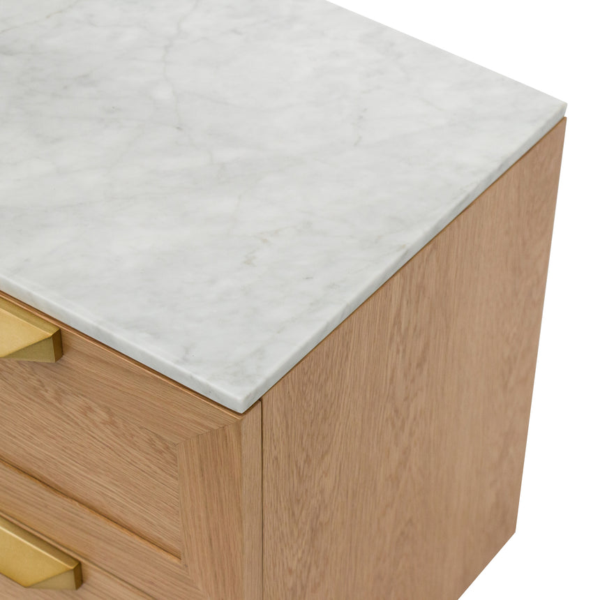 CST8235-CN Bedside Table - Natural with Marble Top