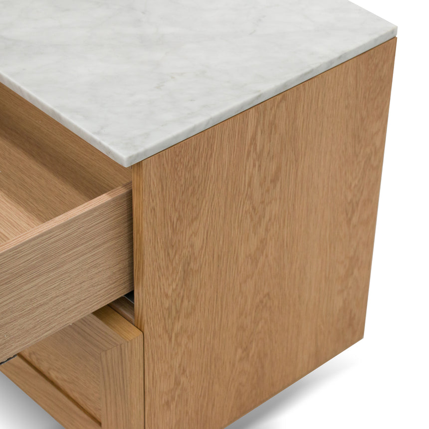 CST8235-CN Bedside Table - Natural with Marble Top