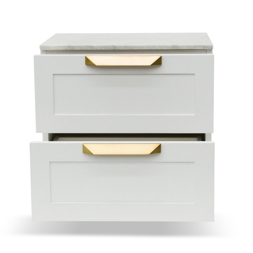 CST8236-CN Bedside Table - White with Marble Top