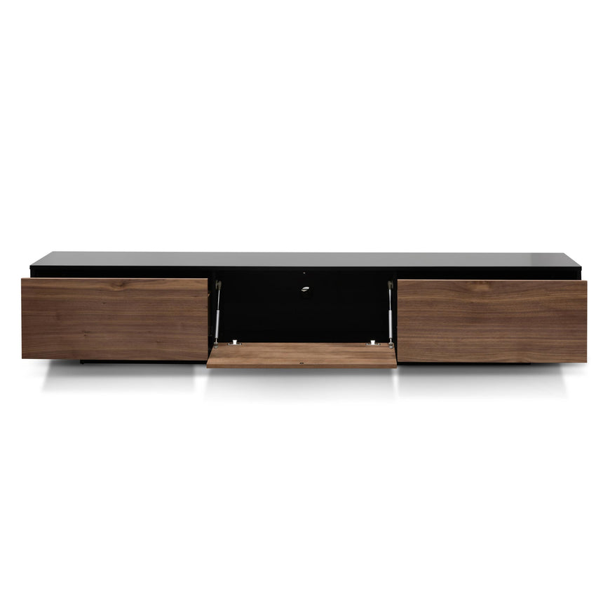 CTV6600-BB 2.3m Wooden Entertainment Unit - Black with Walnut Drawers