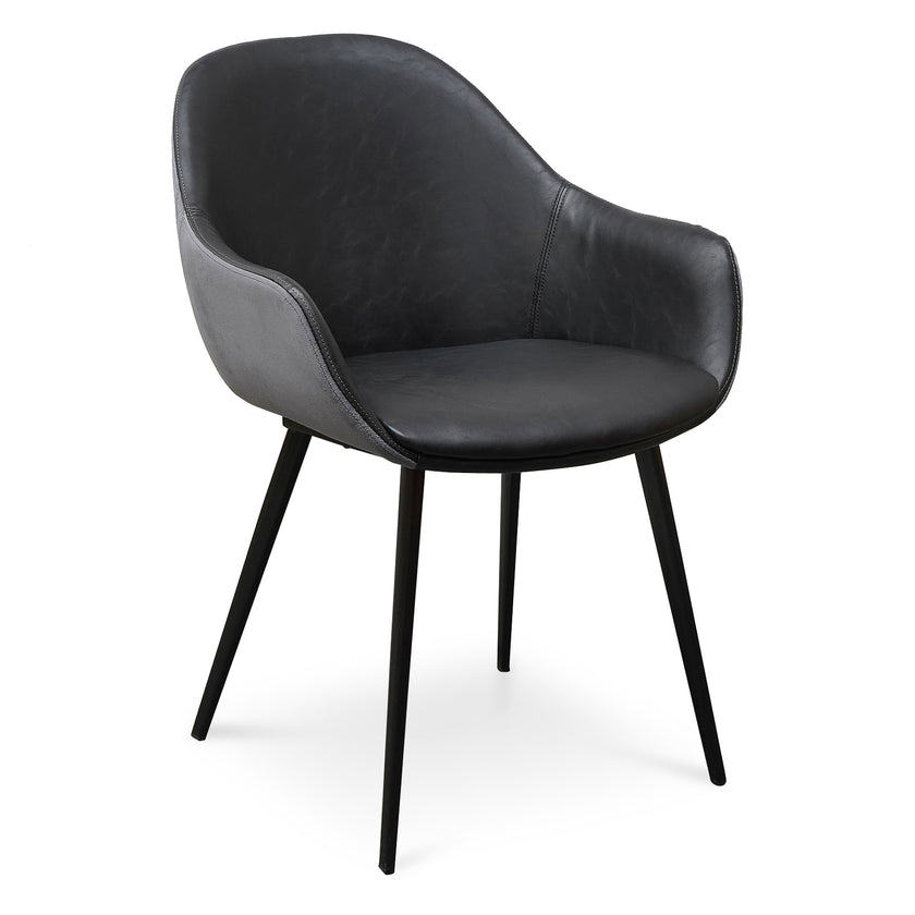 Ex Display - CDC2750-SE - PU Leather Dining Chair - Antique Black - Charcoal Velvet