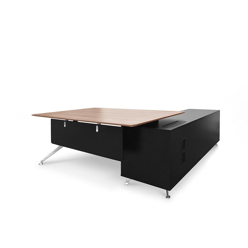 COT6165-SN 1.8m Executive Desk Left Return with Black Legs - Walnut