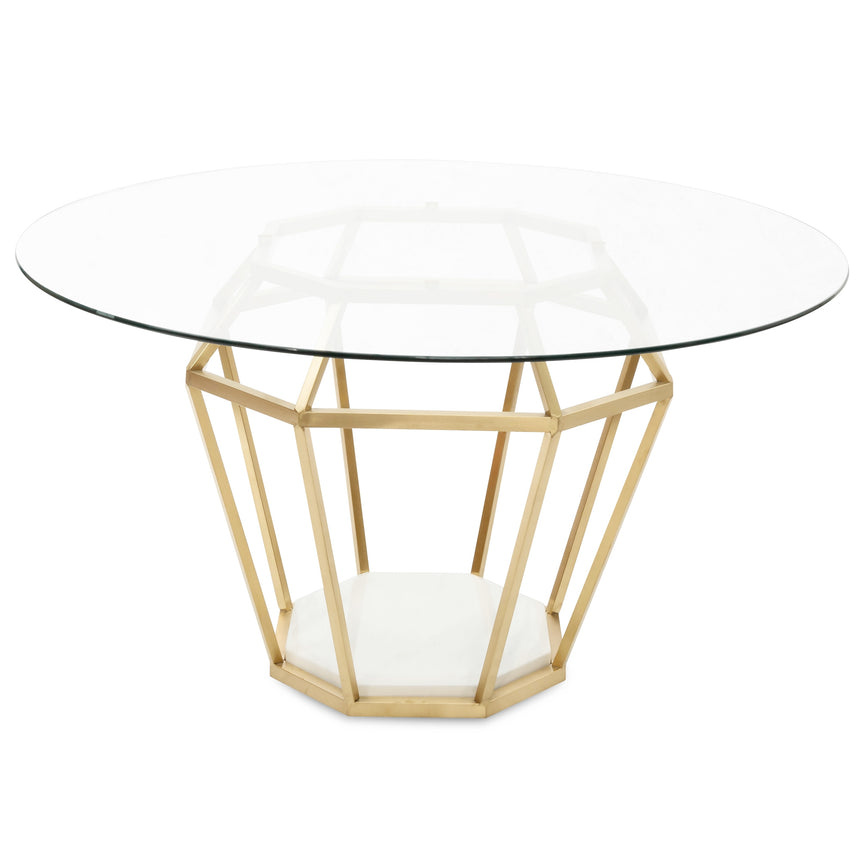 CDT2361-KS 1.2m Round Glass Dining Table -  Gold Base