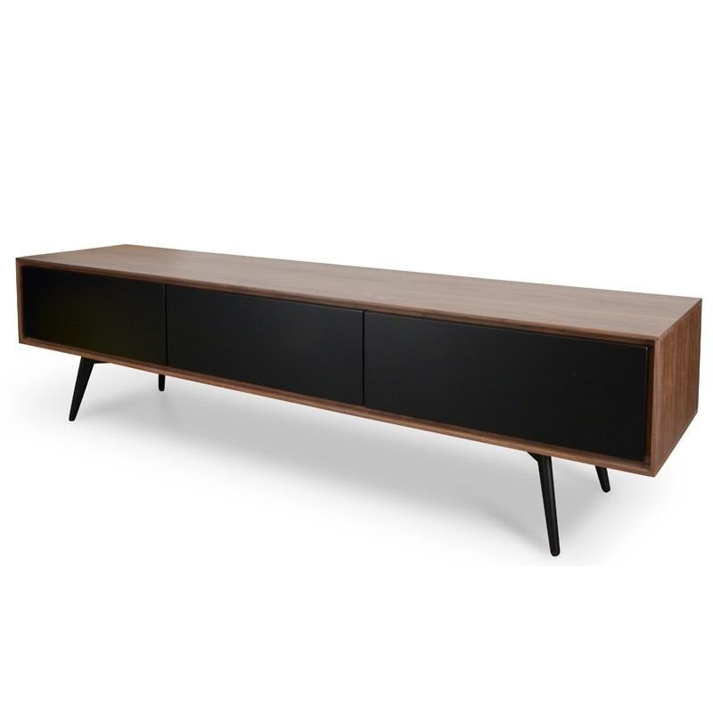 CTV6600-BB 2.3m Wooden Entertainment Unit - Black with Walnut Drawers