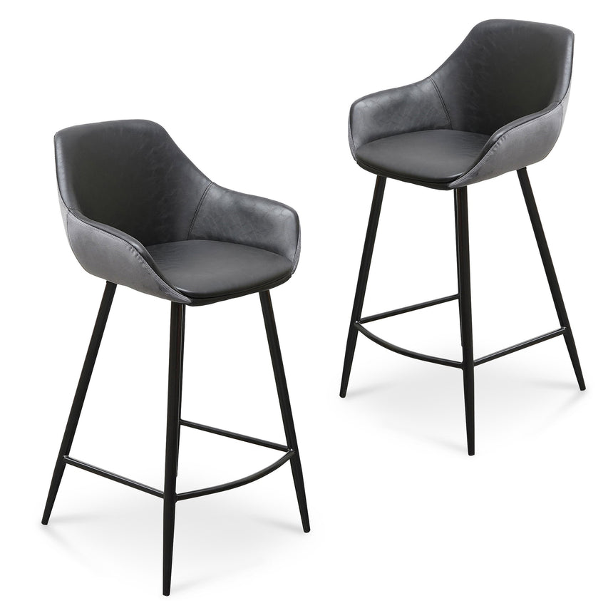 CDC2750-SE - PU Leather Dining Chair - Antique Black - Charcoal Velvet (Set of 2)