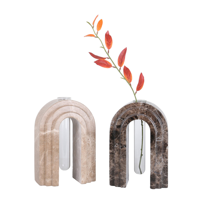 CAC10697-KM Marble  Arch Vase - Dark Coffee