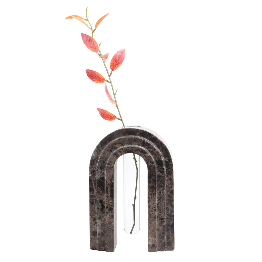 CAC10697-KM Marble  Arch Vase - Dark Coffee