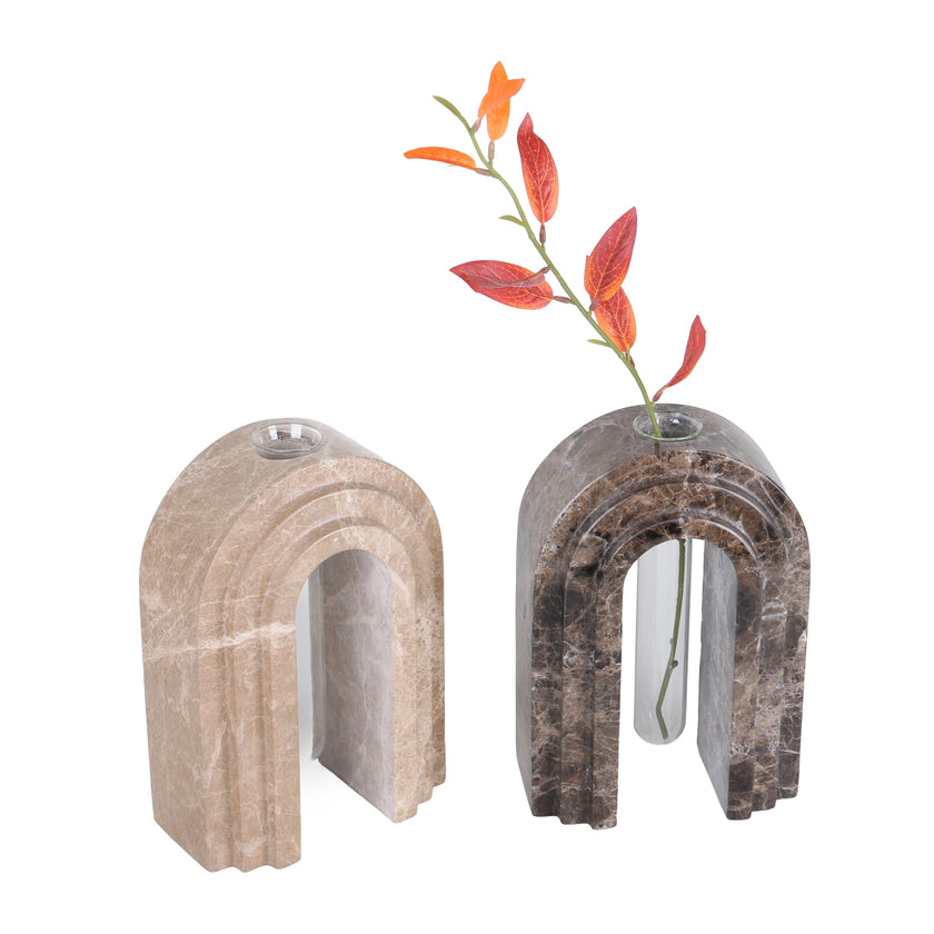 CAC10697-KM Marble  Arch Vase - Dark Coffee