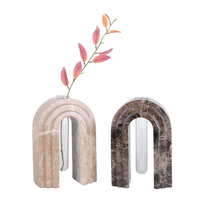 CAC10697-KM Marble  Arch Vase - Dark Coffee