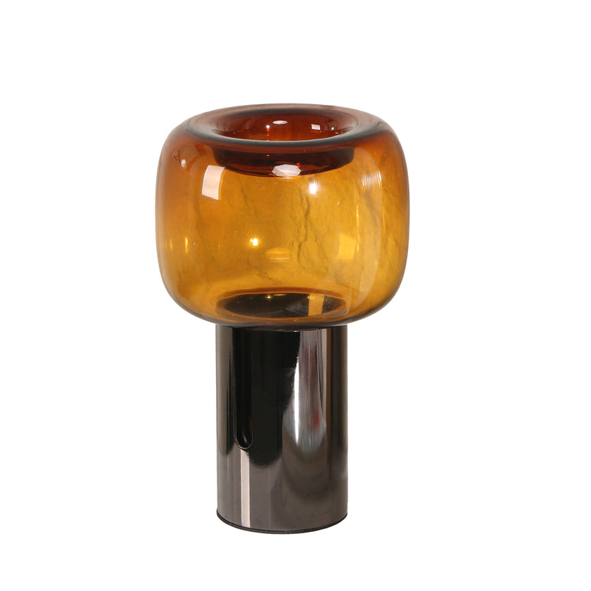 CAC10702-KM Amber Small Glass Vase - Brown