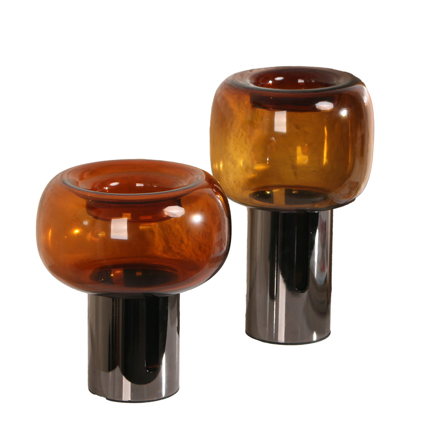 CAC10702-KM Amber Small Glass Vase - Brown