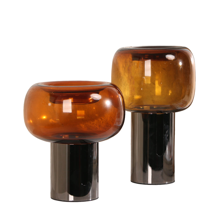 CAC10702-KM Amber Small Glass Vase - Brown