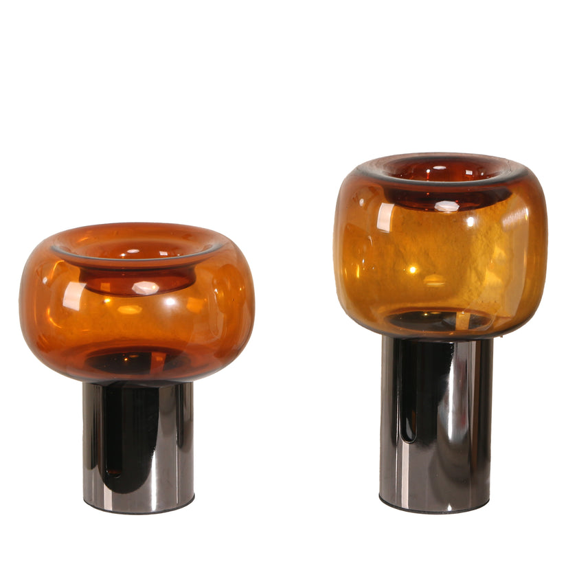CAC10702-KM Amber Small Glass Vase - Brown