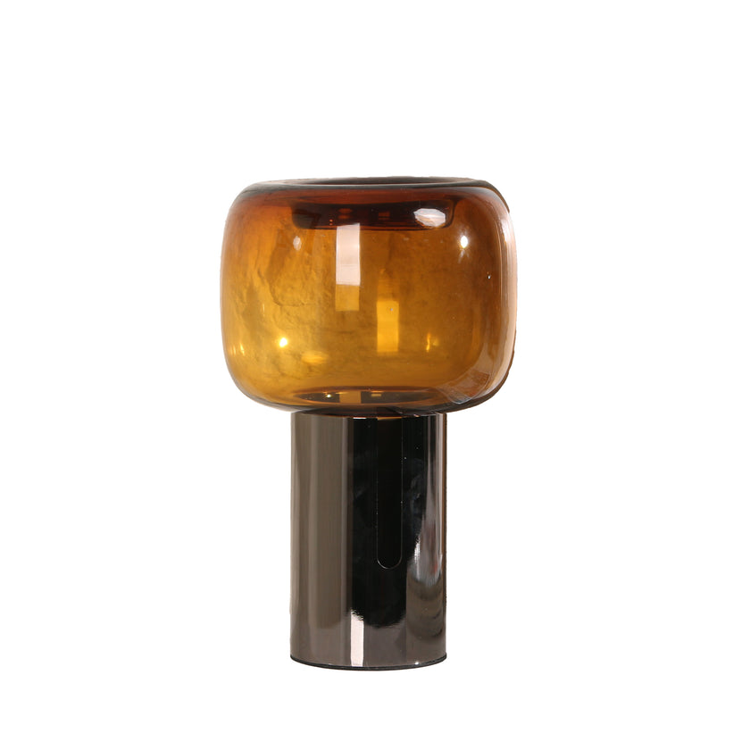 CAC10702-KM Amber Small Glass Vase - Brown