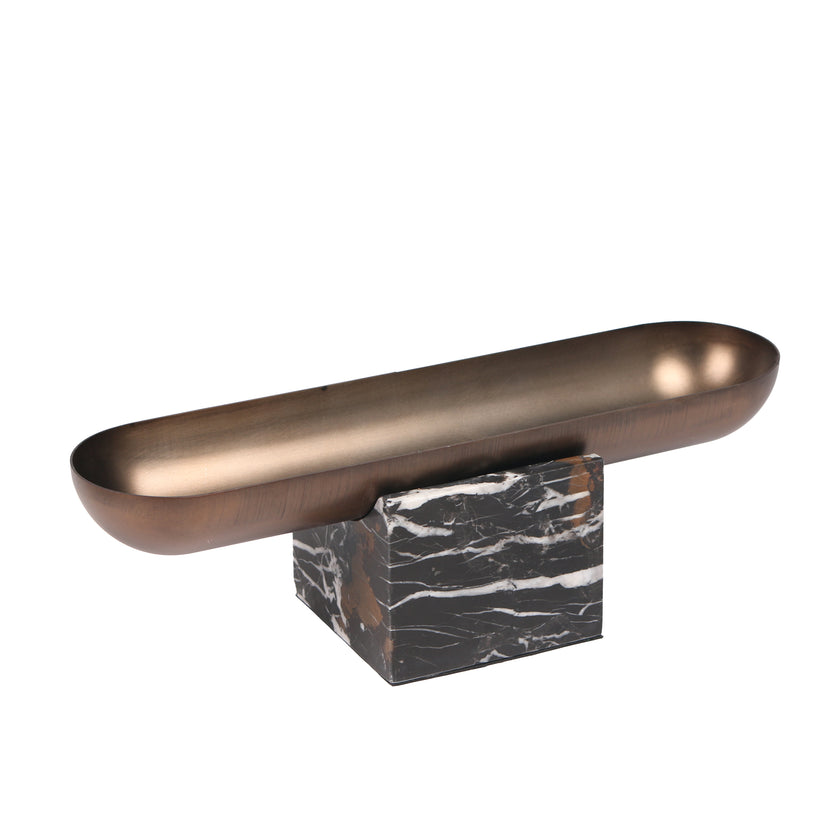 CAC10713-KM Marble Base Steel Tray - Brown