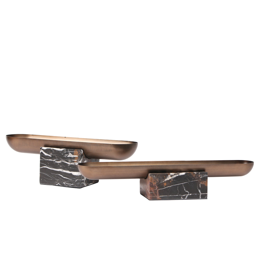 CAC10713-KM Marble Base Steel Tray - Brown