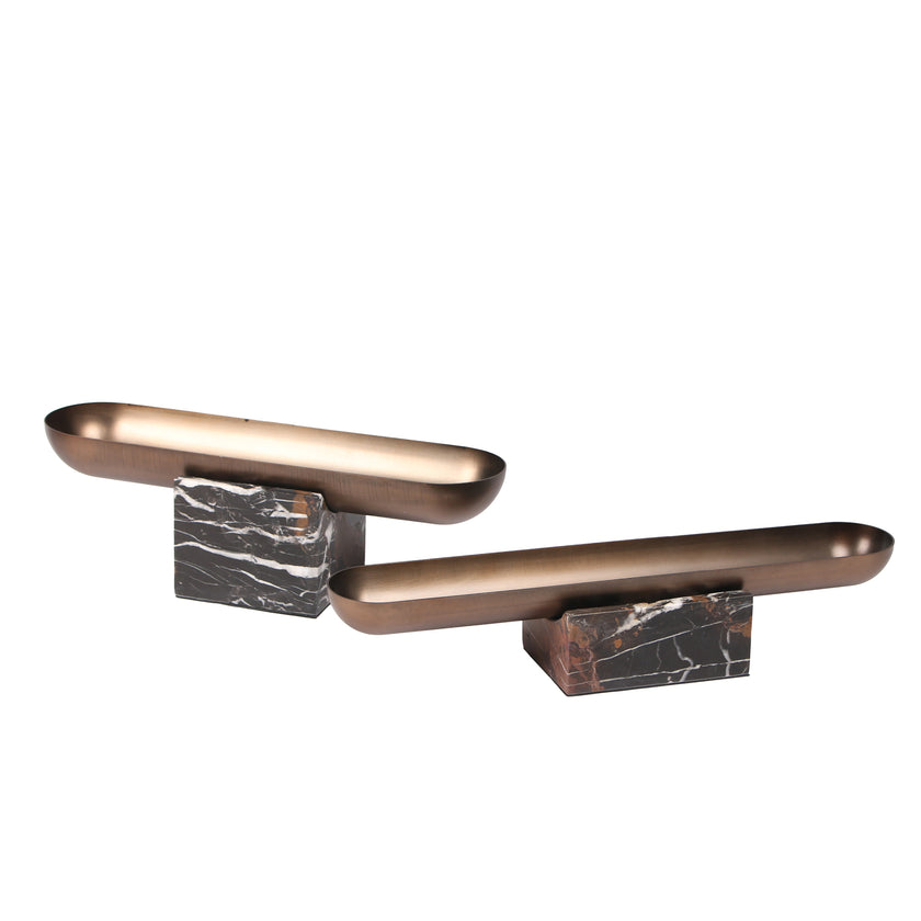 CAC10713-KM Marble Base Steel Tray - Brown