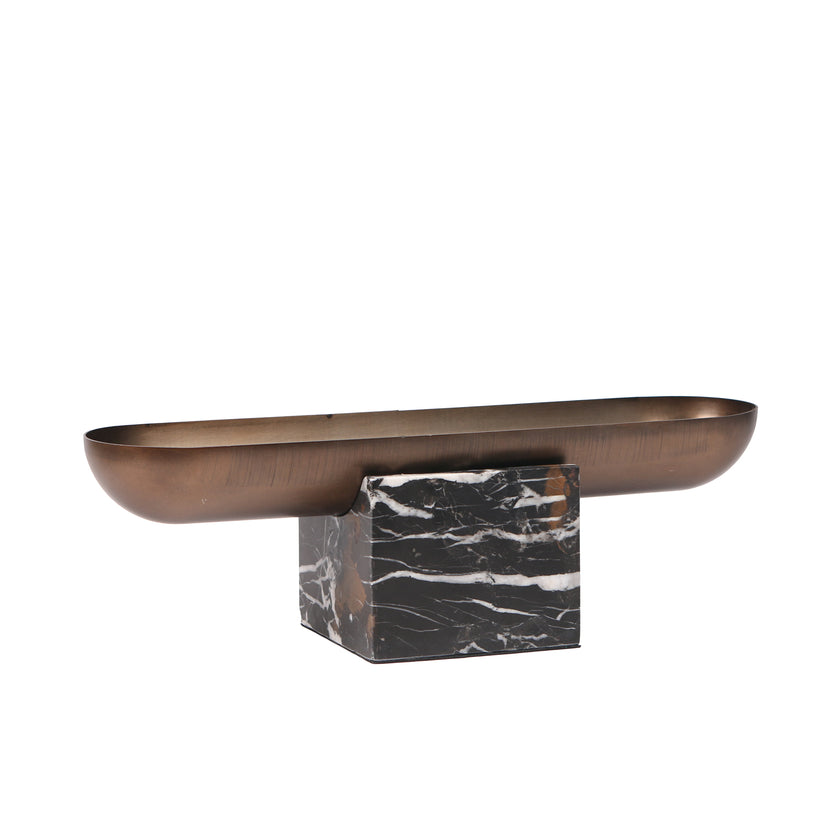 CAC10713-KM Marble Base Steel Tray - Brown