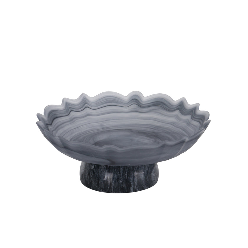 CAC10724-KM Lotus Glass Tray - Grey