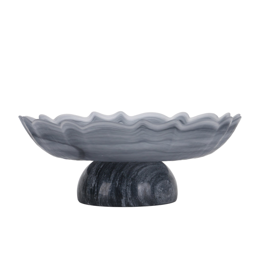 CAC10724-KM Lotus Glass Tray - Grey