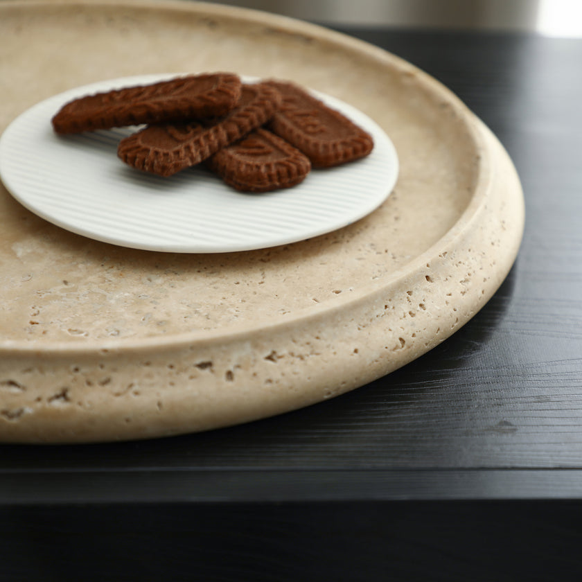 CAC10737-FC Travertine Flying Cake Plate