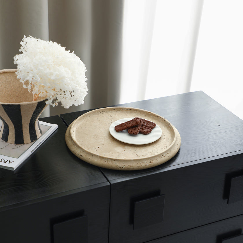 CAC10737-FC Travertine Flying Cake Plate